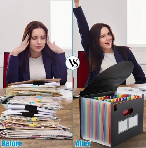 1pc 25 포켓 파일 폴더 정리함, 확장 가능한 플라스틱 서류 ​​정리 상자, 종이/문서/영수증 정리함 폴더(A4/Letter 크기) 미술 용품 ​​폴더 사무실 학교 가정용 다목적 스탠딩 폴더