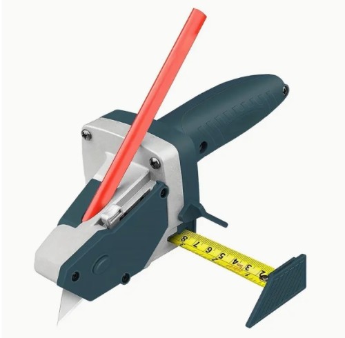 멀티-재질 커터 프로페셔널 드라이월 커팅 키트 - 먼지 없는 벽보드, 폼 보드, KT 종이 절단용 이지 글라이드 정밀 블레이드 및 5m 줄자, 알루미늄 합금 & TPR 플라스틱 - 연필과 추가 블레이드 5개 포함, DIY 및 전문가용 이상적