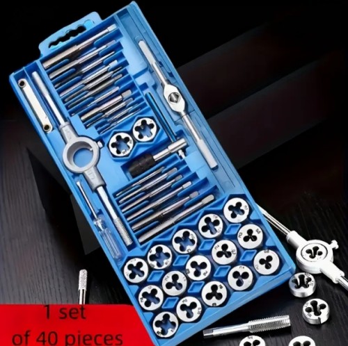 40개 ProMaster 메트릭 스레드 세트, 합금강 M3-M12, 고경도, 내구성 있는 금속 스레드 및 탭 도구 키트와 렌치, 전기 필요 없음, 필수 DIY 하드웨어 도구