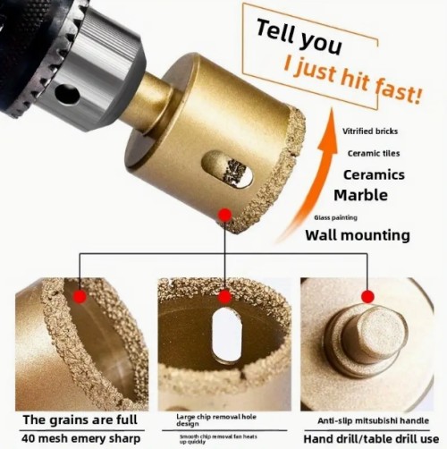 12개 다이아몬드 코팅 드릴 비트 세트, 유리, 석재, 그라니트, 돌, 타일, 세라믹을 위한 홀 사우 키트, 6에서 35mm까지 범위 - 수동 도구