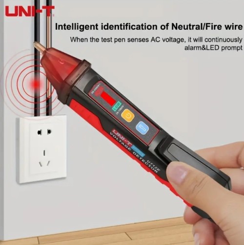 UNI-T 전압 감지 펜, 24V-1000V 비접촉형 AC 회로 테스터, 조절 가능한 감도 및 소리/빛 경보, 중립 및 화재 와이어 식별, 측정 브레이크포인트 파인더, 전압 테스터 펜