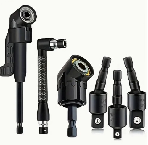 6개 스틸 드릴 비트 세트, 3개 360° 회전 1/4, 3/8, 1/2 소켓 어댑터, 2개 6각 105° 각도 드릴 어댑터, 90° 각도 드릴 - 다용도 홈 개선 및 건설용 드릴 액세서리, 건설 드릴 비트 | 다용도 드릴 액세서리 | 내구성 있는 드릴 비트, 드릴 액세서리