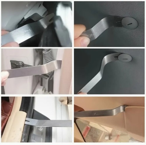 6pcs 스테인레스 스틸 자동차 오디오 및 도어 패널 제거 도구 세트 - 수동, 조립 필요 없음, 내구성 있는 자동차 수리 도구, 차량 유지 보수 및 수리, 자동차 오디오 도구, 세련된 금속 마감, 정밀 스크루 드라이버 그립, 고품질 구조