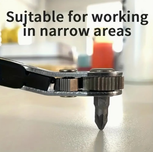 파워하이 34피스 미니 래칫 렌치 세트, 양면, 좁은 공간용 1개의 직선 또는 곡선 핸들, 십자 및 평면 스크루드라이버, 육각 및 플럼 비트 드릴 포함