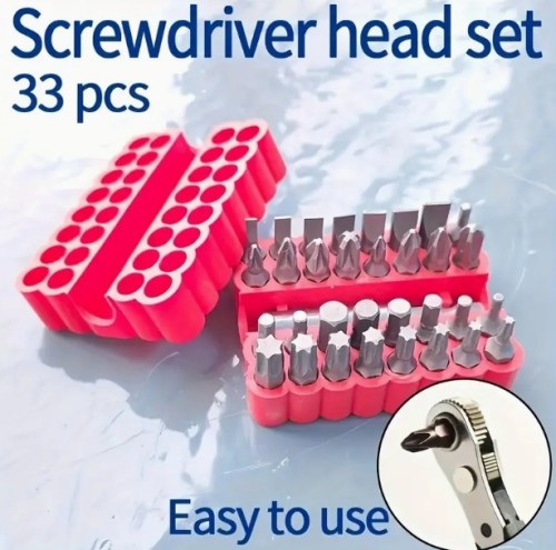 파워하이 34피스 미니 래칫 렌치 세트, 양면, 좁은 공간용 1개의 직선 또는 곡선 핸들, 십자 및 평면 스크루드라이버, 육각 및 플럼 비트 드릴 포함