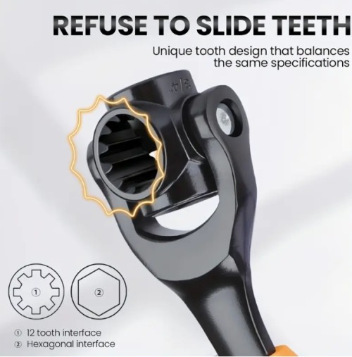 AIRAJ 8-in-1/52-in-1 소켓 렌치, 유연한 다기능 개뼈, 고무 손잡이, 360도 회전하는 헤드, 자동차 수리 및 더 이상의 모든 크기 표준 맞춤