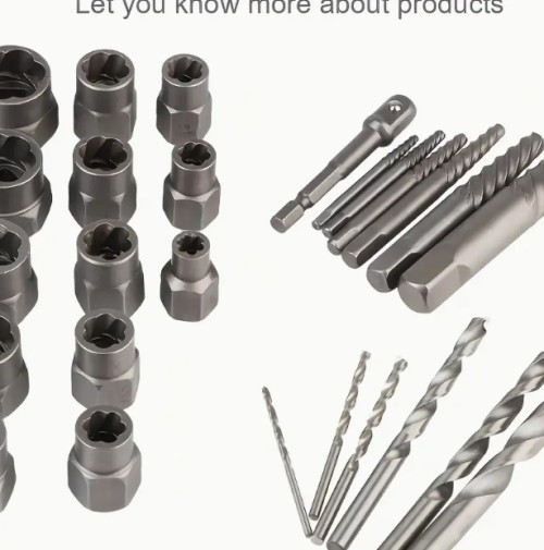 26피스 볼트 추출기 세트 (헥사 어댑터 포함), 부러진 너트 제거 및 나사 추출 키트 - 자동차 정비 및 DIY 애호가용 - 내구성 강철 구조 - 차량 및 가정 수리용 - 자동차 소유자에게 완벽한 선물