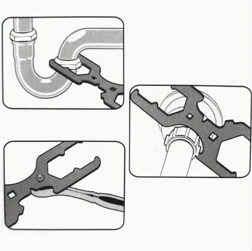 HAUTMEC 3-Way 플러머 수도꼭지 필터 렌치 - 내구성 있는 플라스틱, 2.54-7.62 cm 너트 어댑터, 인간공학 핸들, 배수 유지 관리를 위한 다기능 파이프 도구, 인간공학 핸들 | 내구성 있는 플라스틱