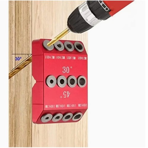 30/45/90도 금속 드릴 가이드 지그, 나무 포스트, 랙 스크루, 레일, 데크, 계단 핸드레일용 빨간 알루미늄 각형 드릴 키, 내구성이 뛰어난 모든 금속 구조