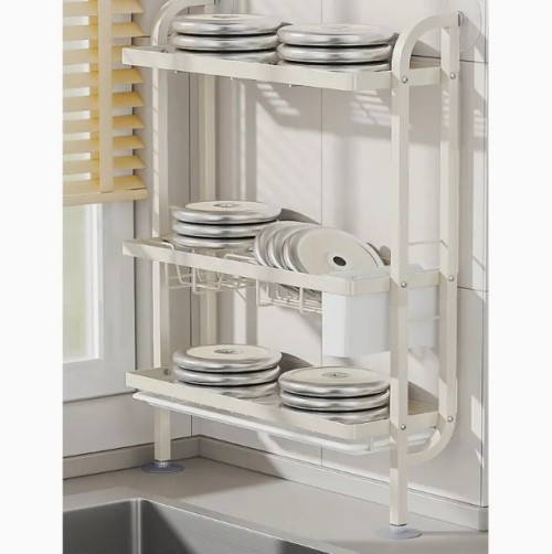 소하피 3단 싱크대 위 식기 건조 랙, 주방 카운터탑 정리대, 화이트 주방 카운터탑 식기 건조 랙, 스탠딩 선반