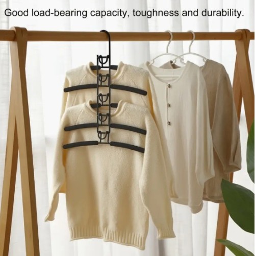 5층 무거운 강력한 공간 절약 코트 행거 - 5-in-1 다층 금속, 코트, 스웨터, 슈트 및 티셔츠용 미끄럼 방지 폼 패딩, 효율적인 옷장 정리기