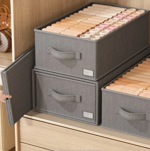 4개 접이식 패브릭 보관함 및 휴대용 서랍 - 대용량 멀티펑셔널 옷, 속옷, 양말 정리함 | 공간 절약형 스택 가능 디자인, 다양한 사이즈, 현대적 스타일, 침대 밑 수납