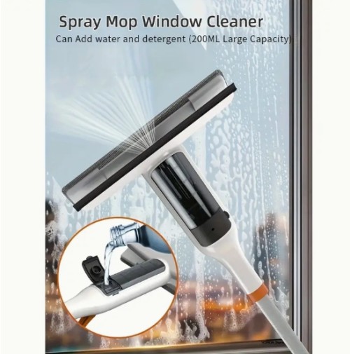 3-in-1 유리 청소 키트 - 실리콘 스크레이퍼가 있는 내구성 있는 금속 폴 - 높은 창문, 샤워 도어 및 자동차 윈드실드용 - 필수 가정용 청소 도구, 고압 분사 완드, 편안한 그립 핸들, 창문 청소 필수품 | 인체공학적 손잡이 디자인 | 튼튼한 금속 폴, 유리 클리너