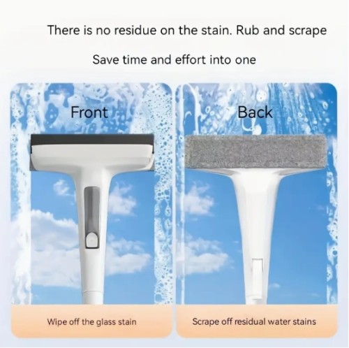 3-in-1 유리 청소 키트 - 실리콘 스크레이퍼가 있는 내구성 있는 금속 폴 - 높은 창문, 샤워 도어 및 자동차 윈드실드용 - 필수 가정용 청소 도구, 고압 분사 완드, 편안한 그립 핸들, 창문 청소 필수품 | 인체공학적 손잡이 디자인 | 튼튼한 금속 폴, 유리 클리너