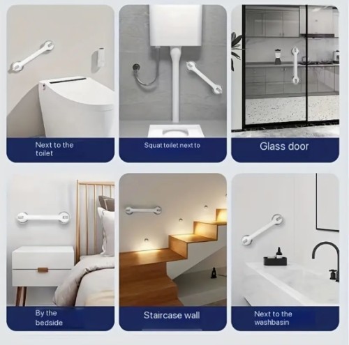 43.18cm 흡착컵 욕실 그랩바 - 노인 및 청소년을 위한 미끄럼 방지 안전 핸들, 텍스처 그립, 샤워, 욕조, 화장실, 벽걸이 디자인에 쉬운 드릴 없는 설치