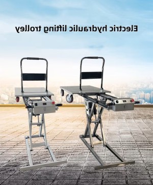 유압 300KG 리프팅 트롤리 무역 평판 온실 트롤리 돌리 전기 유압 교통 핸드 트럭 카트