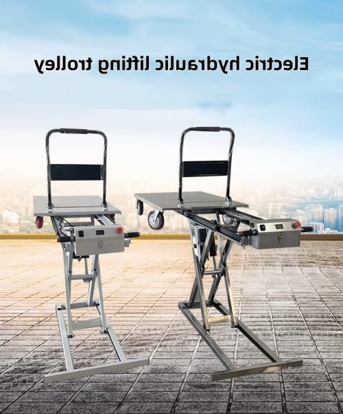 유압 300KG 리프팅 트롤리 무역 평판 온실 트롤리 돌리 전기 유압 교통 핸드 트럭 카트