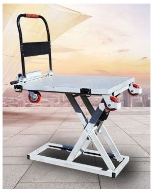 유압 300KG 리프팅 트롤리 무역 평판 온실 트롤리 돌리 전기 유압 교통 핸드 트럭 카트