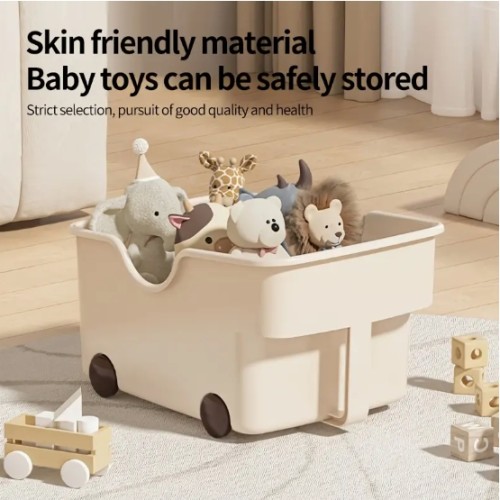 갈색 장식 뚜껑 & 바퀴가 달린 3개 투명 플라스틱 보관함 - 주방, 사무실, 교실용 스택 가능 오픈탑 정리함, 창문 시야 기능 포함 - 공간 절약형 다목적 수납 용기, 사무용품 정리함, 중성 스타일, 그립 핸들