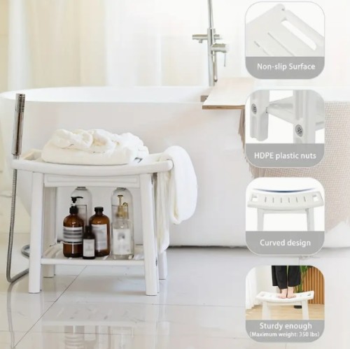 지능형 토끼 홈 욕실 스텐드 - 가벼우며 설치가 필요하지 않습니다. 욕실 및 샤워 용품을 위한 흰색 플라스틱 보관 벤치, 거실, 침실 및 욕실에 이상적입니다. 욕실 스텐드 | 현대 욕실 스텐드 | 내구성 있는 플라스틱 스텐드, 샤워 캐디