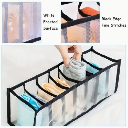 5개 접이식 메쉬 서랍 정리함 - 다용도 속옷 & 양말 보관함, 공간 절약형 옷장 정리함, 여성 패션 액세서리 및 의류 정리용, 투명 메쉬 디자인, 단색