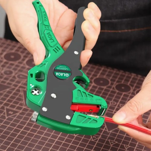 LAOA 전문 자동 와이어 스트리퍼 및 커터 - 0.2-4mm2를 벗기기 위한 감기 및 분할 라인 기능이 있는 다기능 도구, 조절 가능한 긴장, 미끄러지지 않는 플라스틱 핸들