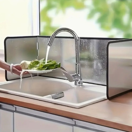 2pcs 스테인리스 스플래시 가드 세트 - 열 저항성, 비끈 주방 스토브 보호용 접이식 패널 - 1pc 듀얼 패널 디자인