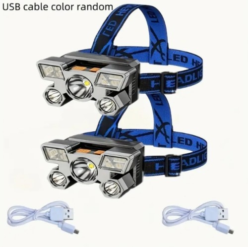 밝은 불 Portable 5LED 헤드라이트: USB 충전식, 여행, 캠핑, 낚시, 사냥에 적합 - 조절 가능한 0-90° 각도