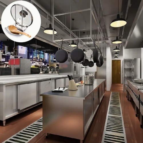 스테인리스 스틸 뚜껑 및 숟가락 받침대, 분리형 팬 덮개 홀더, 드립 트레이가 있는 무드릴 주방 정리함, 이드 무바라크 특별 조리기구 액세서리 - 금속 재질, 무료