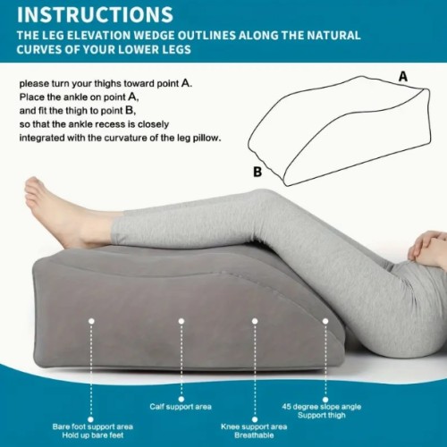 다리 및 무릎 받침용 팽창식 웨지 베개 1개, 근육 편안함을 위한 부드러운 지지 쿠션, 독서 시청 수면 누운 자세를 위한 휴대용 지지 베개, 다리 높이 기능 패드