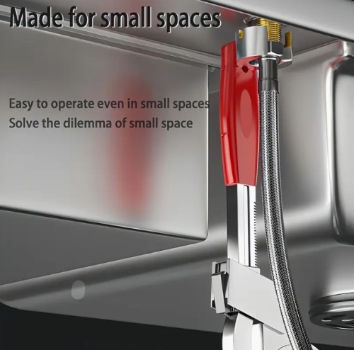 조절 가능한 수도 파이프 렌치, 다기능 배관 도구, 욕실 수리, 가정 유지 관리, 자동차 작업을 위한 큰 턱 용량 스패너, 6단 속도 조정, 기계 작동, 금속 재질, 전기 불필요 - 1개