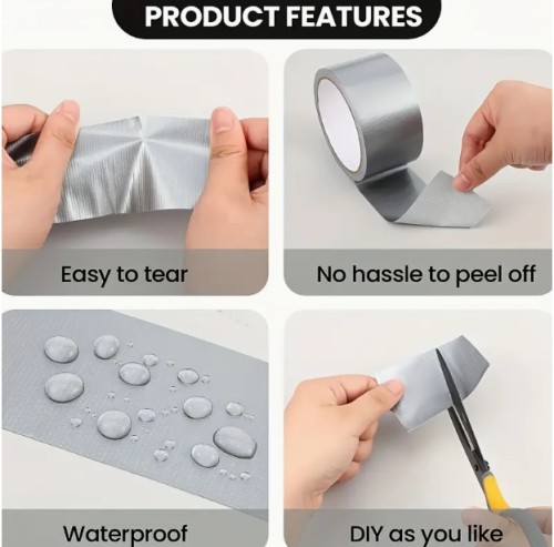 초강력 방수 테이프, 초고착성 실버 그레이 카펫 테이프 - 벽, 플라스틱, 유리, 목재, 금속 표면용, DIY 홈 데코 및 사무실 사용에 이상적