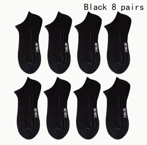 두꺼운 발뒤꿈치와 발끝이 있는 남성용 크루 양말 8켤레 - 통기성이 좋고 편안하며 스타일리시한 캐주얼 의상용 - 흰색에 검은 글자, 폴리에스터 혼방, 일상 사용에 완벽함, 트렌디한 크루 양말 | 내구성 있는 니트 양말