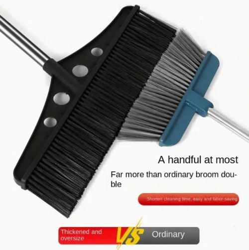 긴 손잡이가 있는 강력한 산업용 빗자루 - 내구성이 뛰어난 플라스틱, 효율적인 잎과 쓰레기 제거를 위한 딱딱한 털, 야드 및 실내 청소에 이상적, 청소 및 위생 용품, 청소 용품 | 현대적인 빗자루 | 내구성이 뛰어난 플라스틱 빗자루