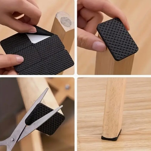 YITAPE 헤비듀티 자가 접착 가구 바닥 보호 패드 - 스크래치 방지 및 미끄럼 방지, 맞춤형 커팅 가능, 다목적 바닥 보호 디자인 (중앙 다리 리프트 기능) - 의자, 테이블, 가전제품 호환 - 쉬운 부착 및 제거, 내구성 강한 하드우드 바닥용 (블랙 & 클리어 옵션) - 마모 방지 및 내구성 있는 바닥 패드