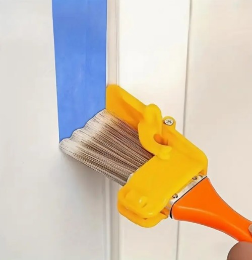 1개 정밀 엣지 페인트 브러시 (레드 & 옐로우) - 오렌지 핸들, 초경량 휴대용 DIY 전문가용 - 벽, 천장, 트림, 베이스보드 작업에 이상적, 세부 장식 및 천장 가장자리 페인팅용, 이중 솔, 내구성 강화, 컴팩트 디자인, 매끄러운 마감, 디테일 작업을 위한 쉬운 청소 가능