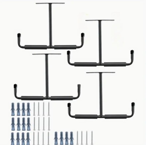 1/2/4개 차고 보관 후크 랙, 천장 설치, 견고한 실용 후크, 사다리 후크, 호스, 목재 및 기타 부피가 큰 물건 걸기에 적합, 정원 차고 창고 작업장용