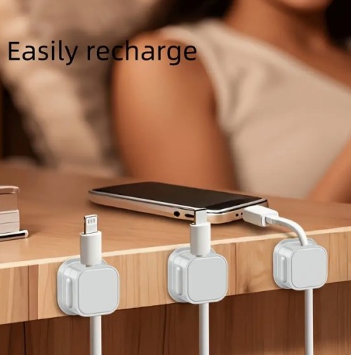 2/4/6개 PP 자석 케이블 클립: 조절 가능, 미끄럼 방지 케이블 정리기, 충전 케이블 보관 클립, 깔끔한 사무실 책상, 차량 및 가정용 배선 고정 보관 실용 가제트