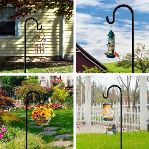 양치기 후크 91.44cm, 야외 새 먹이통용, 랜턴, 태양광 조명, 화분 걸이 - 웨딩 플랜터 포트용 스탠드 훅 (2개 세트)