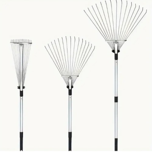 1개 정원용 잔디 잎 갈퀴, 15개 날 대형 조절 가능 스테인리스 스틸 텔레스코픽 핸들, 다용도 철제 클로 잔디 포집기 농기구, 손잡이가 있는 정원 갈퀴,정원 갈퀴,작은 정원 갈퀴 긴 손잡이, 잔디 관리,정원 도구,인체공학적 그립,조절 가능한 길이,내구성 있는 구조,녹 방지 소재,다용도 갈퀴,핸드헬드 갈퀴,조경 전문가,홈 가드너