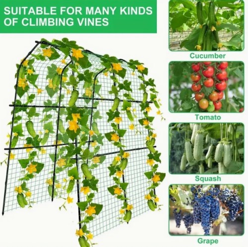 클라이밍 식물용 초대형 220.98cm 정원 아치 트렐리스 - 클라이밍 넷, 네팅 및 지면 덮개가 있는 야외 금속 식물 지원 - 포도, 채소, 과일, 꽃 및 잔디 정원, 클라이밍 식물용 정원 트렐리스에 이상적
