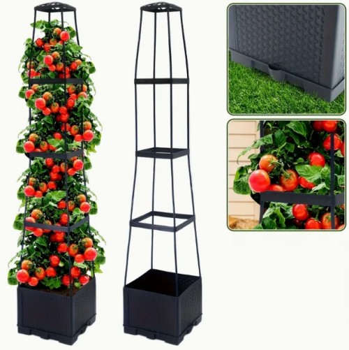 1팩 144.78cm 토마토 심기 상자 트레리스, 자체 관수, 사다리 트레리스가 있는 토마토 케이지,攀爬 식물, 마당, 정원, 실내, 실외.