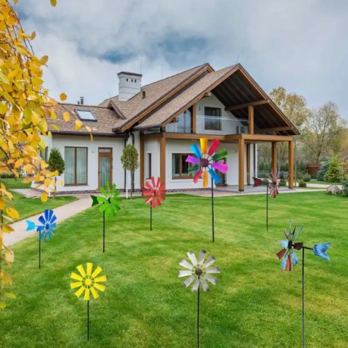 XLSWAIN 금속 말뚝이 있는 바람돌 - 야외 정원, 잔디 및 마당 예술 장식용 동역학 조각