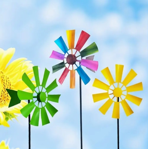 XLSWAIN 금속 말뚝이 있는 바람돌 - 야외 정원, 잔디 및 마당 예술 장식용 동역학 조각