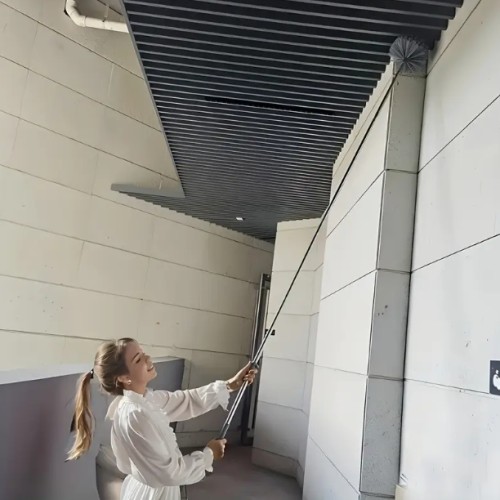 2-in-1 걸레 세트, 높은 천장용 연장 가능한 손잡이, 5.0m, 스테인레스 스틸 텔레스코픽 막대, 거실, 욕실 및 화장실용 레진 헤드 더스터, 거미줄 청소기, 전기 없음