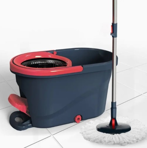 VIIWII 회전형 걸레와 양동이 세트, 360° 회전 밀대걸레 양동이 시스템, 5개의 초극세 섬유 걸레 헤드, 조절식 스테인레스 스틸 손잡이, 바닥 청소용, 양동이 바닥 청소 시스템, RV 캐러밴 청소 및 유지 보수 도구 키트 - 주방 및 거실, 욕실 청소에 적합, 대형 청소를 위한 특화