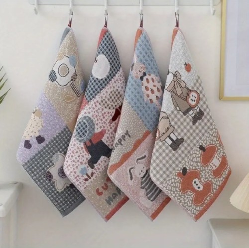 4개 세트 순면 행잉 워시클로스 & 핸드 타월, 면 가제 스퀘어 클로스