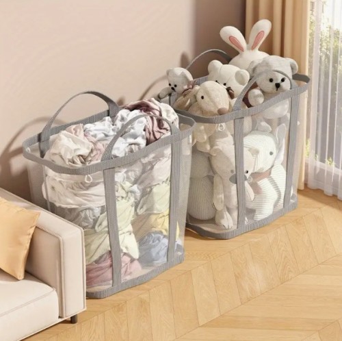 1 내구성 있는 접이식 세탁 바구니, 슈퍼마켓 쇼핑백, 야외 여행용 가방, 측면 포켓이 있는 메쉬 팝업 세탁 바구니, 강화된 손잡이가 있는 접이식 옷 보관 바구니, 세탁실, 욕실, 기숙사 또는 여행에 적합한 세탁 바구니