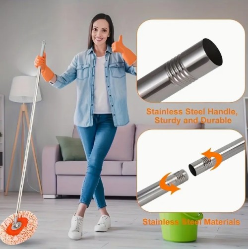 천장/벽용 걸레, 건식 먼지 청소 가능, 바닥·벽·타일·유리·차량 청소용 조절 가능한 걸레 + 천 2개 포함 - 1m/1.5m/2m