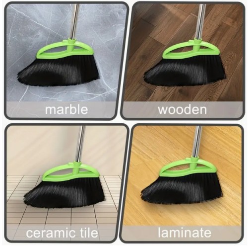 녹색 부드러운 브리스틀 각도 브러시, 긴 손잡이 - 하드 플로어, 주방, 거실 및 침실용 실내 청소, 쉬운 청소를 위한 인간공학적 디자인, 침실 청소 도구, 인간공학적 브러시, 부드러운 브리스틀 브러시
